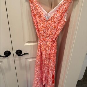 Tommy Bahama Coral Leopard Print High Low Dress